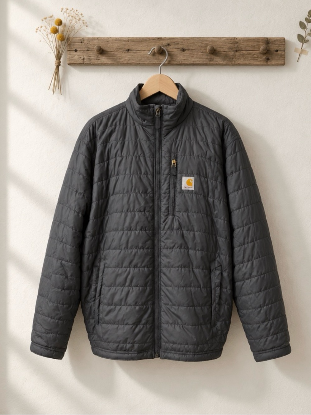 Carhartt Men's Quilted Puffer Jacket in Charcoal Gray
